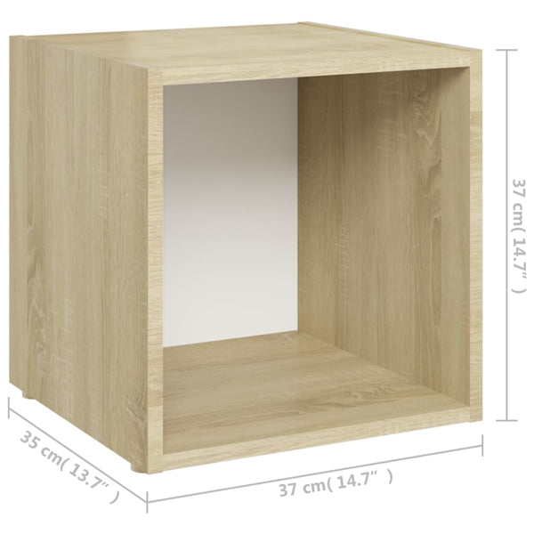 TV Cabinet White and Sonoma Oak 14.6"x13.8"x14.6" Chipboard