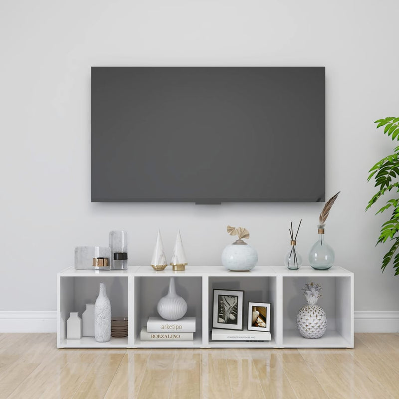 TV Cabinet High Gloss White 14.6"x13.8"x14.6" Chipboard
