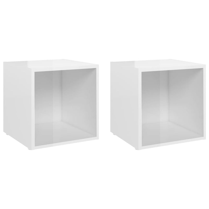 TV Cabinets 2 pcs High Gloss White 14.6"x13.8"x14.6" Chipboard