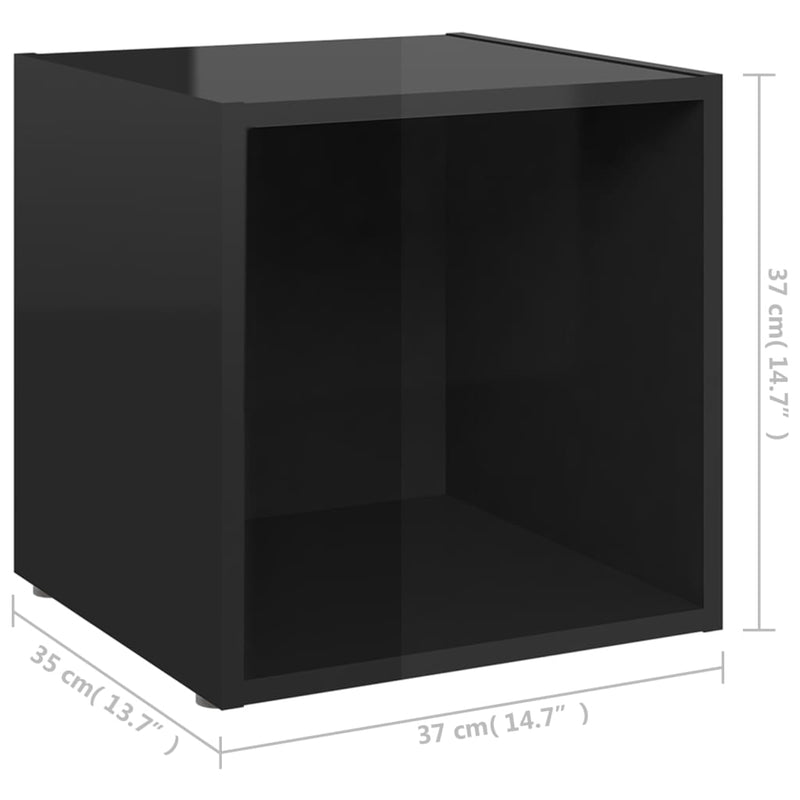 TV Cabinet High Gloss Black 14.6"x13.8"x14.6" Chipboard