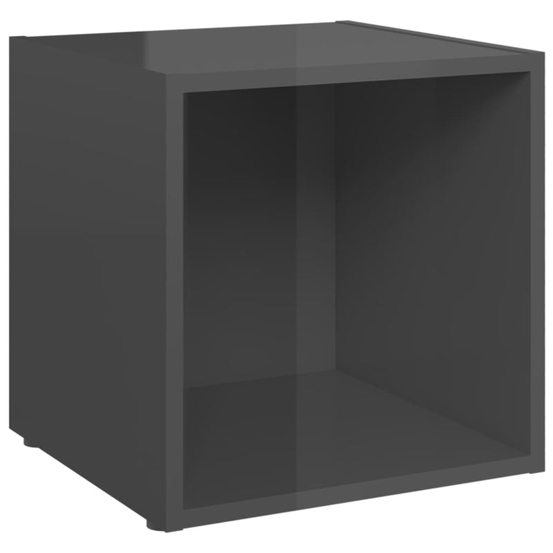 TV Cabinet High Gloss Gray 14.6"x13.8"x14.6" Chipboard