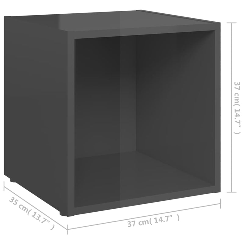 TV Cabinet High Gloss Gray 14.6"x13.8"x14.6" Chipboard