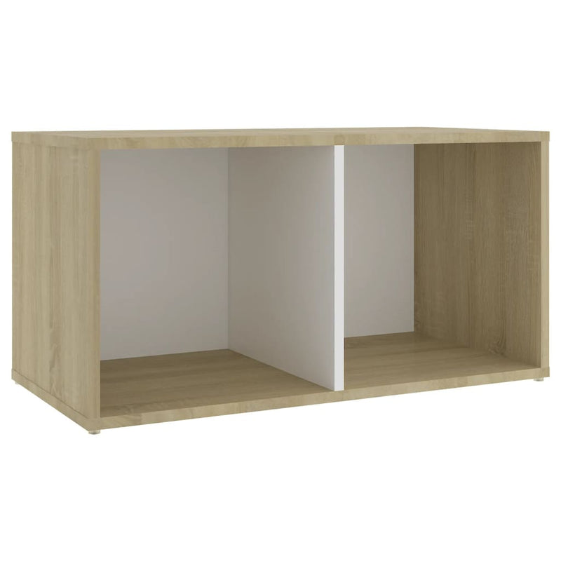 TV Cabinet White and Sonoma Oak 28.3"x13.8"x14.4" Chipboard