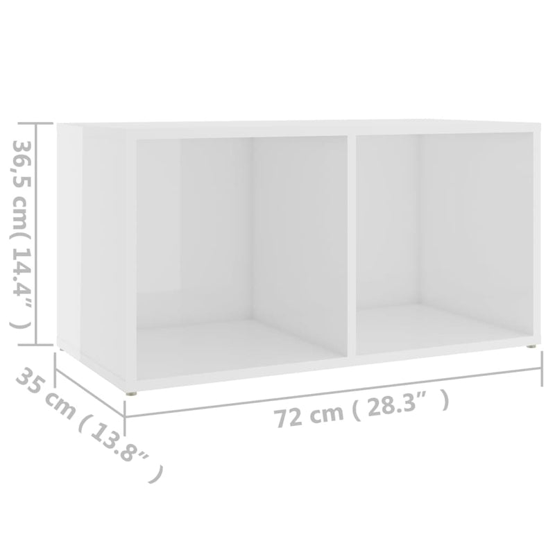 TV Cabinet High Gloss White 28.3"x13.8"x14.4" Chipboard