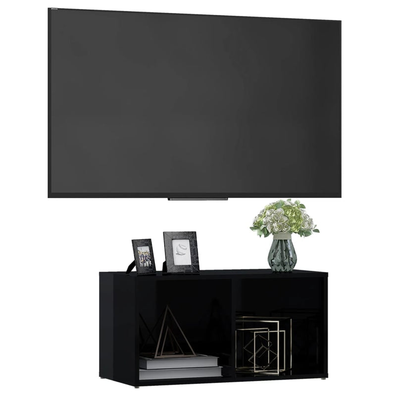 TV Cabinet High Gloss Black 28.3"x14"x14.4" Chipboard