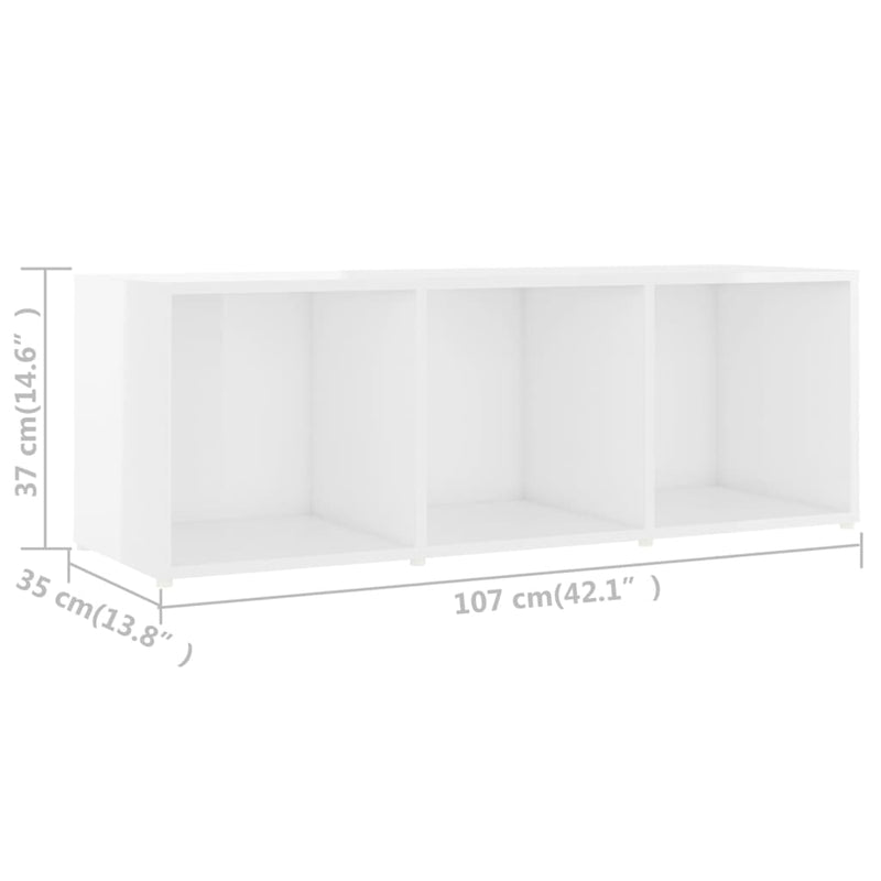 TV Cabinet High Gloss White 42.1"x13.8"x14.6" Chipboard