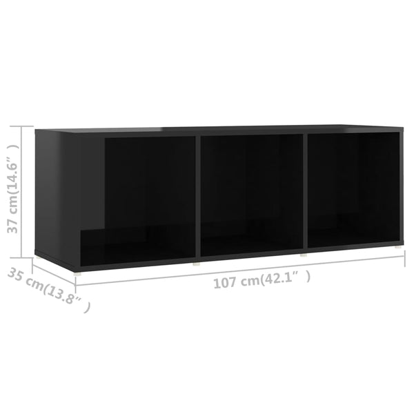 TV Cabinet High Gloss Black 42.1"x13.8"x14.6" Chipboard
