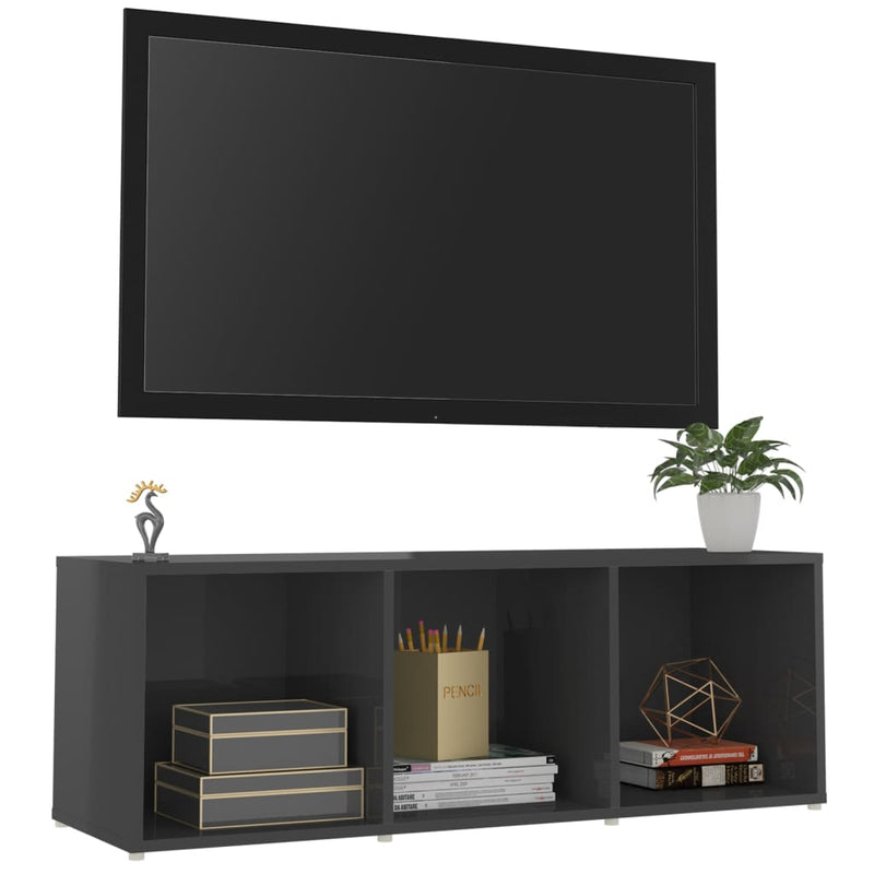 TV Cabinet High Gloss Gray 42.1"x13.8"x14.6" Chipboard