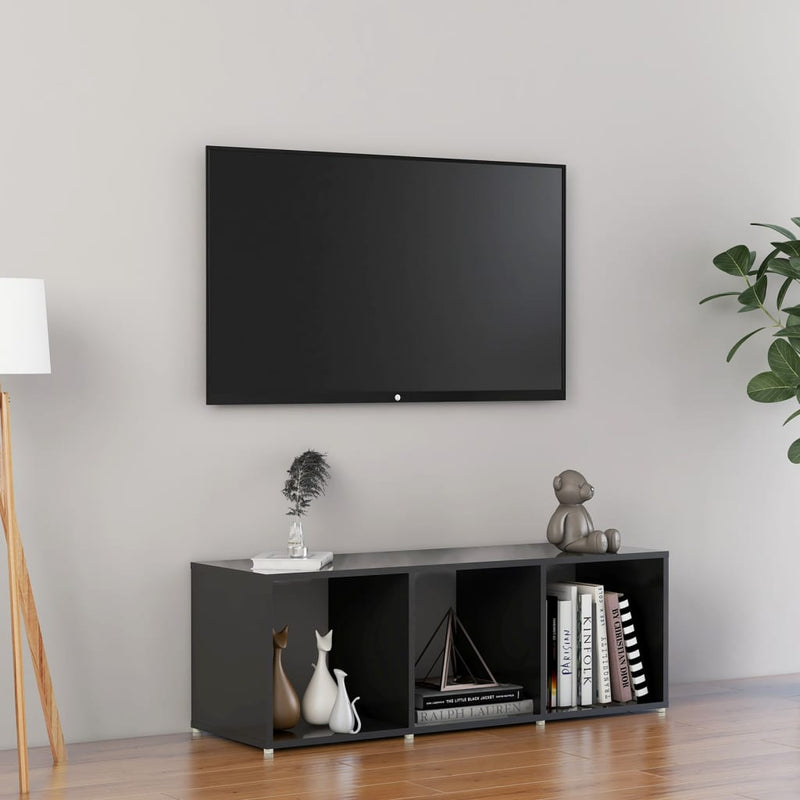 TV Cabinet High Gloss Gray 42.1"x13.8"x14.6" Chipboard