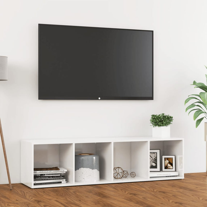 TV Cabinet High Gloss White 56.1"x13.8"x14.4" Chipboard