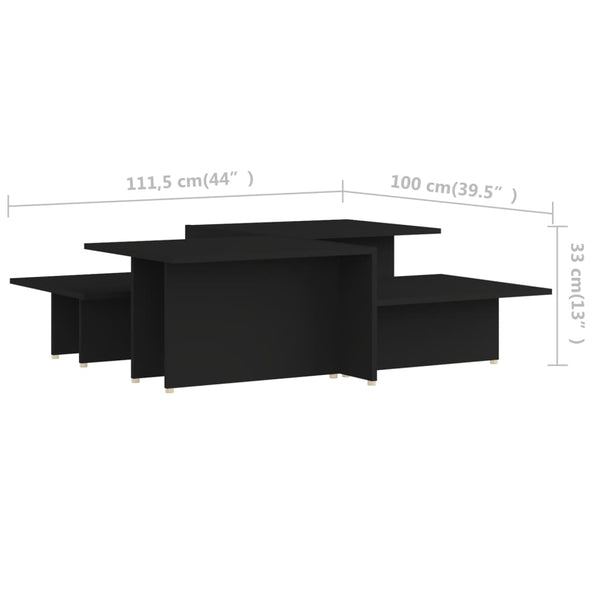 Coffee Tables 2 pcs Black 43.9"x19.7"x13" Chipboard