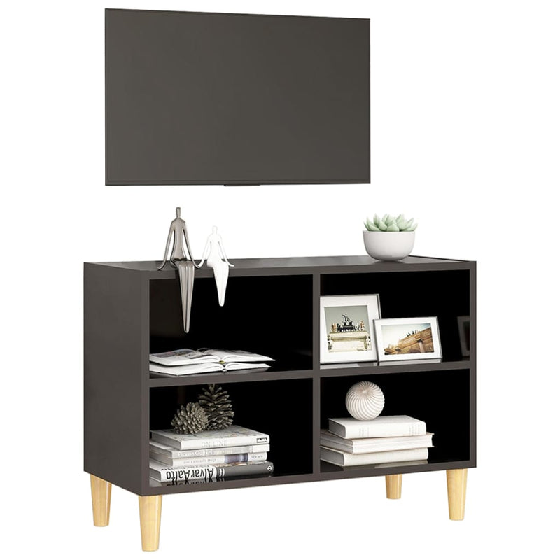 TV Cabinet with Solid Wood Legs Gray 27.4"x11.8"x19.7"