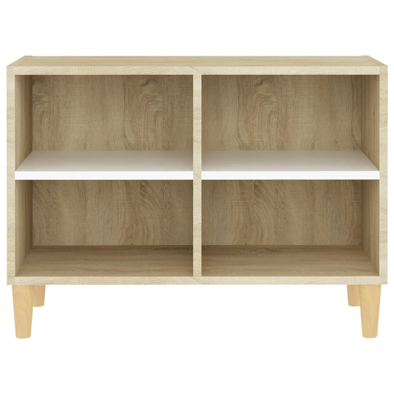 TV Cabinet & Solid Wood Legs White and Sonoma Oak 27.3"x11.8"x19.6"