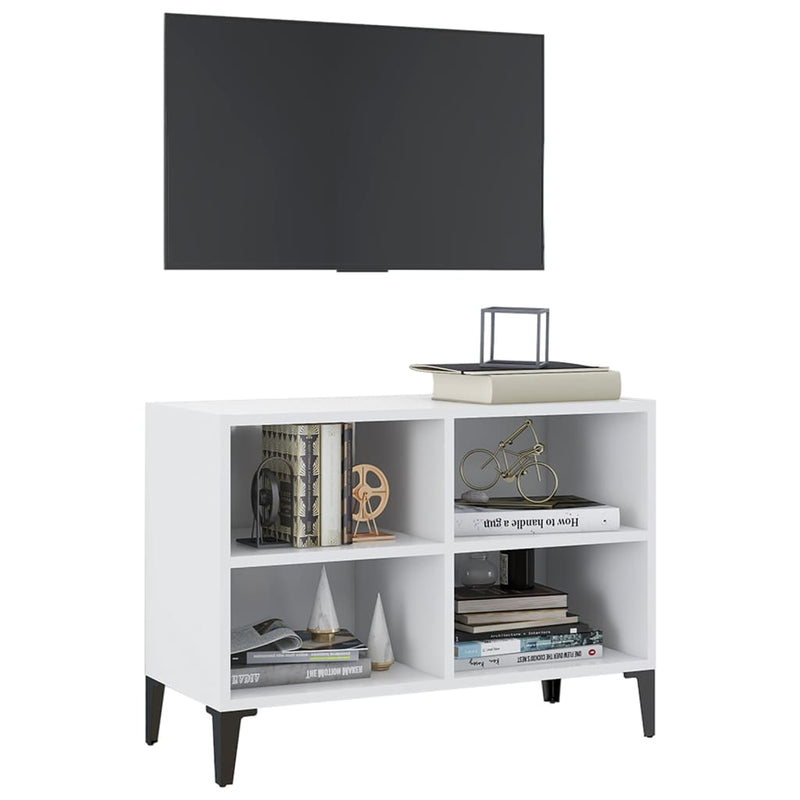 TV Cabinet with Metal Legs White 27.4"x12"x20"