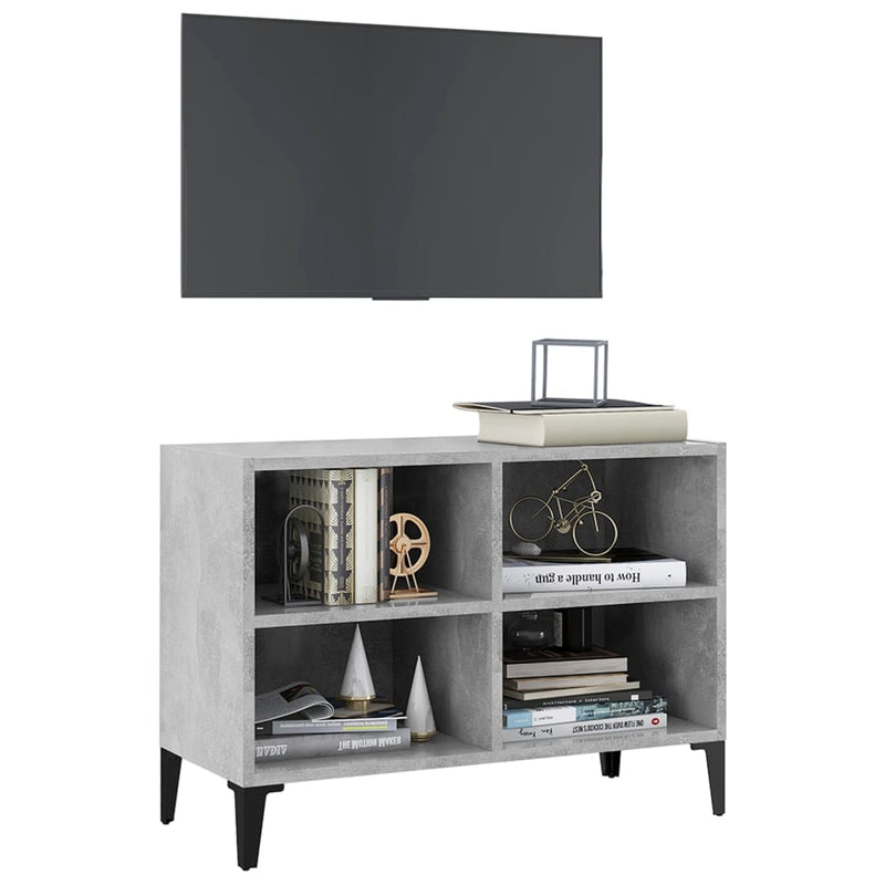 TV Cabinet with Metal Legs Concrete Gray 27.4"x12"x20"