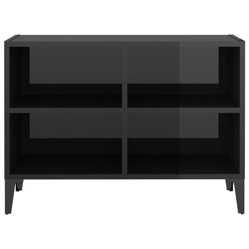 TV Cabinet with Metal Legs High Gloss Black 27.4"x12"x20"