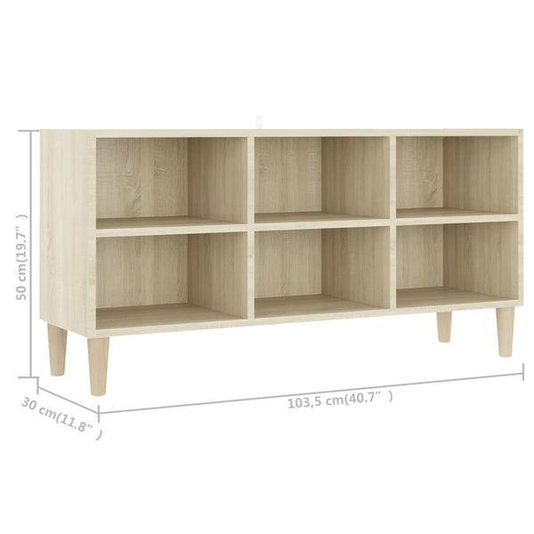 TV Cabinet with Solid Wood Legs Sonoma Oak 40.7"x11.8"x19.7"