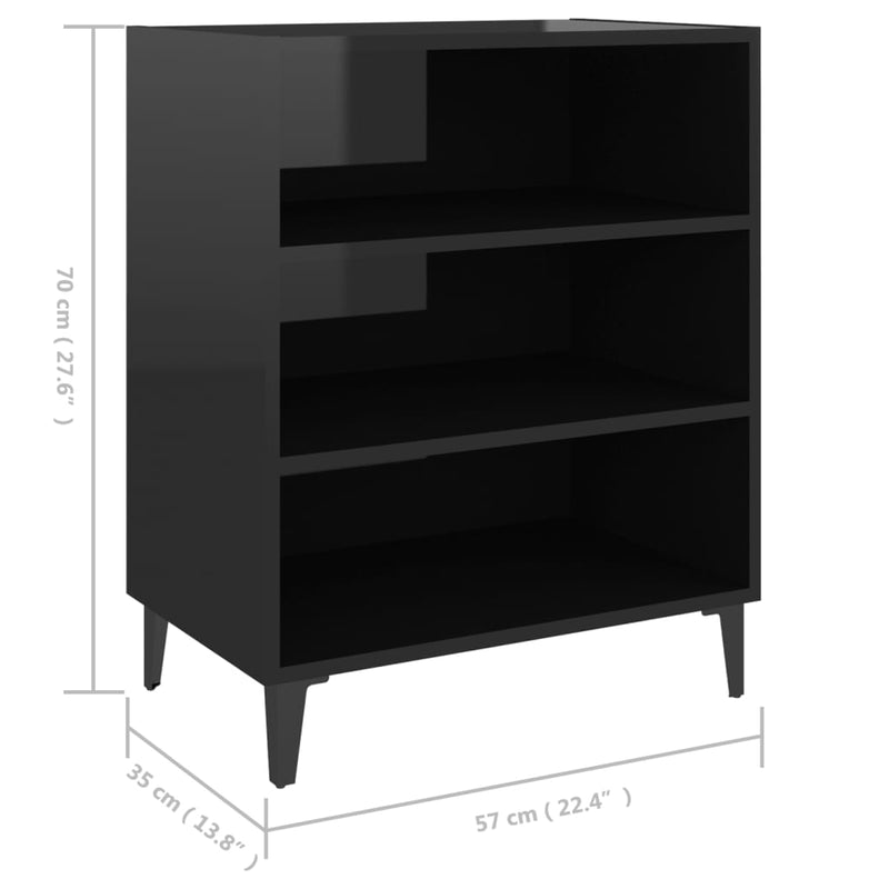 Sideboard High Gloss Black 22.4"x13.8"x27.6" Chipboard