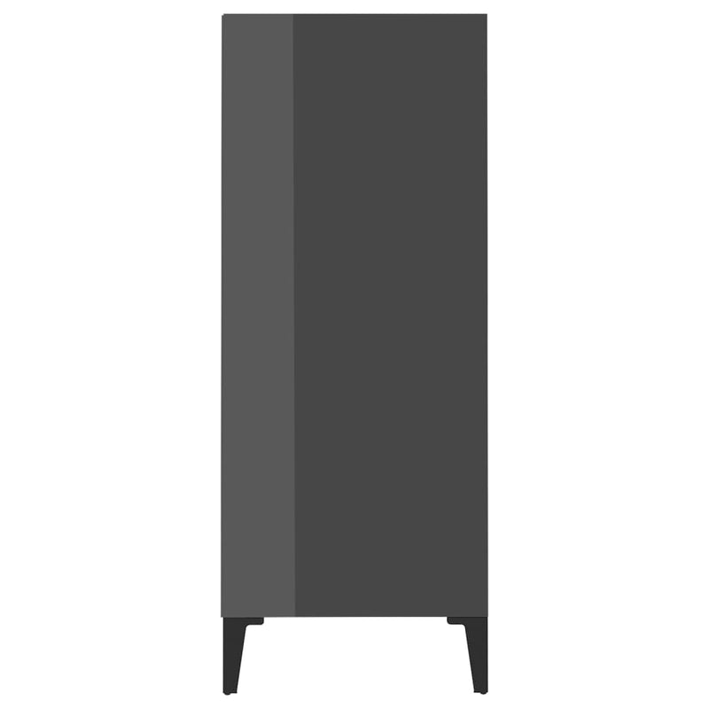 Sideboard High Gloss Gray 22.4"x13.8"x35.4" Chipboard