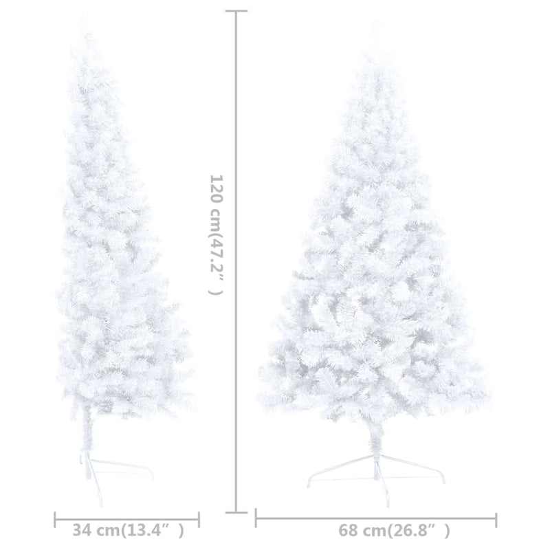 Artificial Half Christmas Tree with Stand White 47.2" PVC