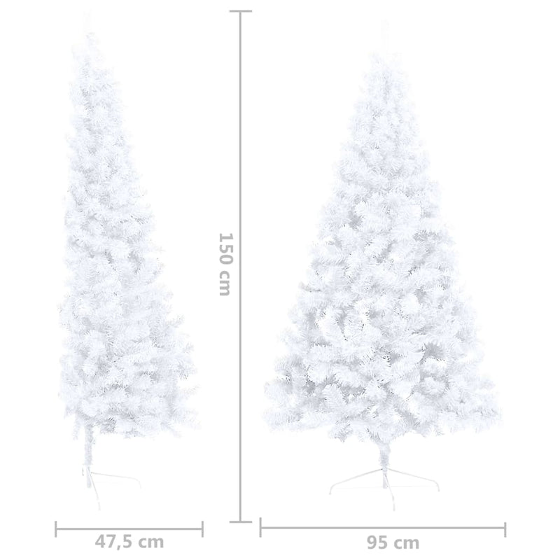 Artificial Half Christmas Tree with Stand White 59" PVC