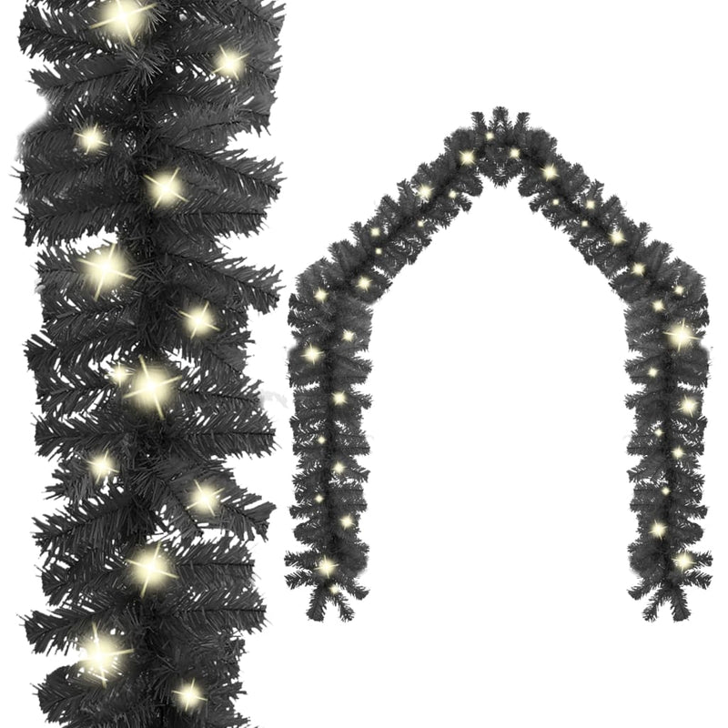 Christmas Garland with LED Lights 787.4" Black