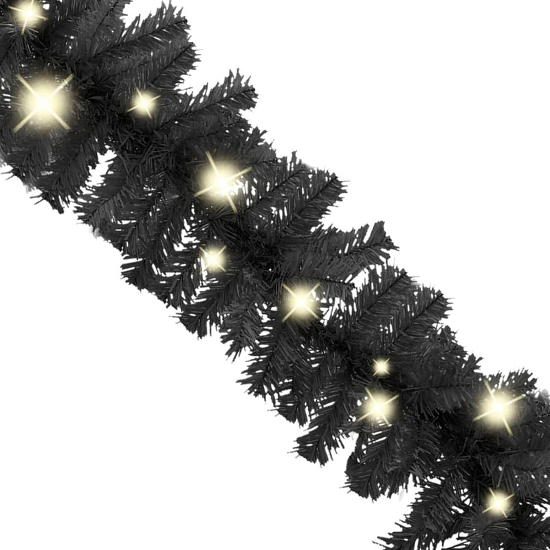 Christmas Garland with LED Lights 787.4" Black