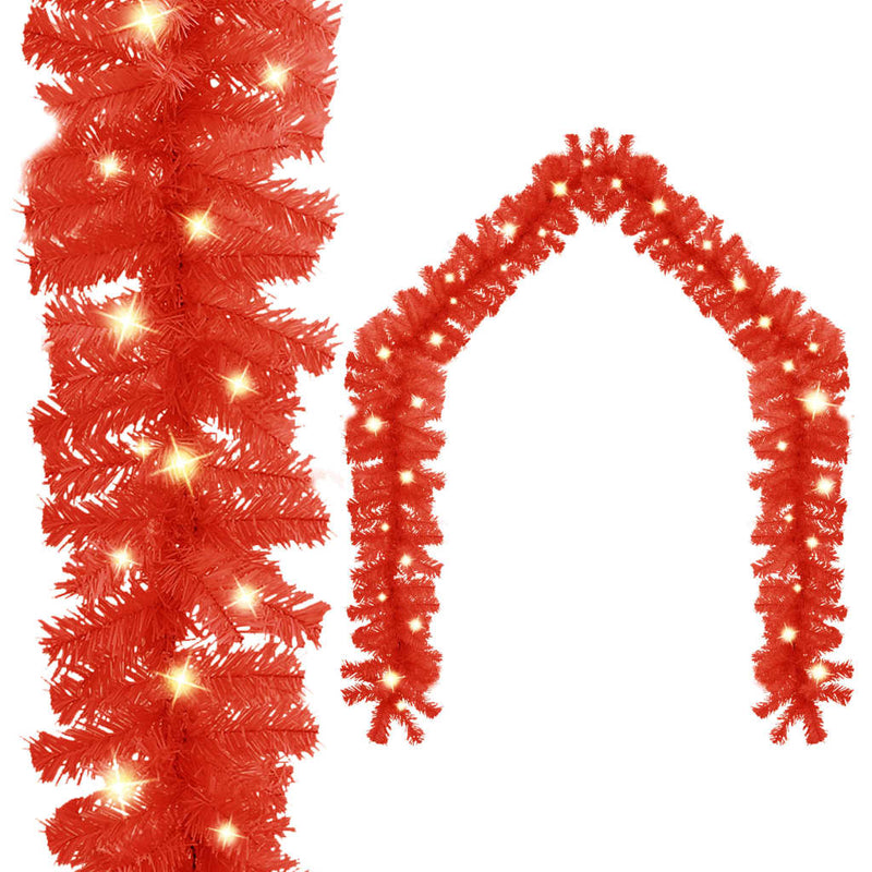 Christmas Garland with LED Lights 197" Red