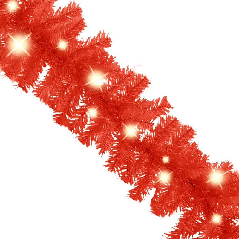 Christmas Garland with LED Lights 197" Red