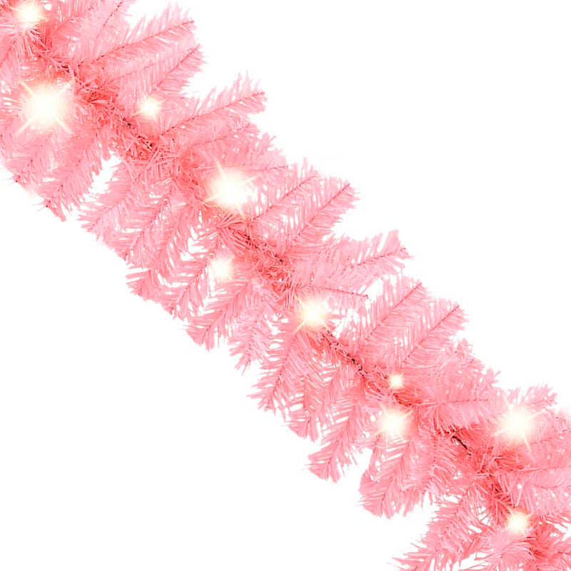 Christmas Garland with LED Lights 393.7" Pink
