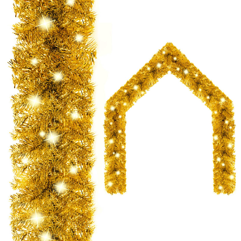 Christmas Garland with LED Lights 787.4" Gold
