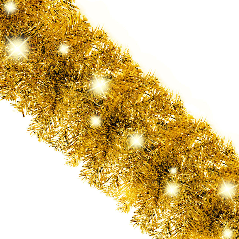 Christmas Garland with LED Lights 787.4" Gold
