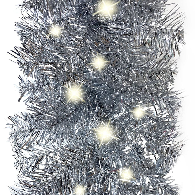 Christmas Garland with LED Lights 197" Silver