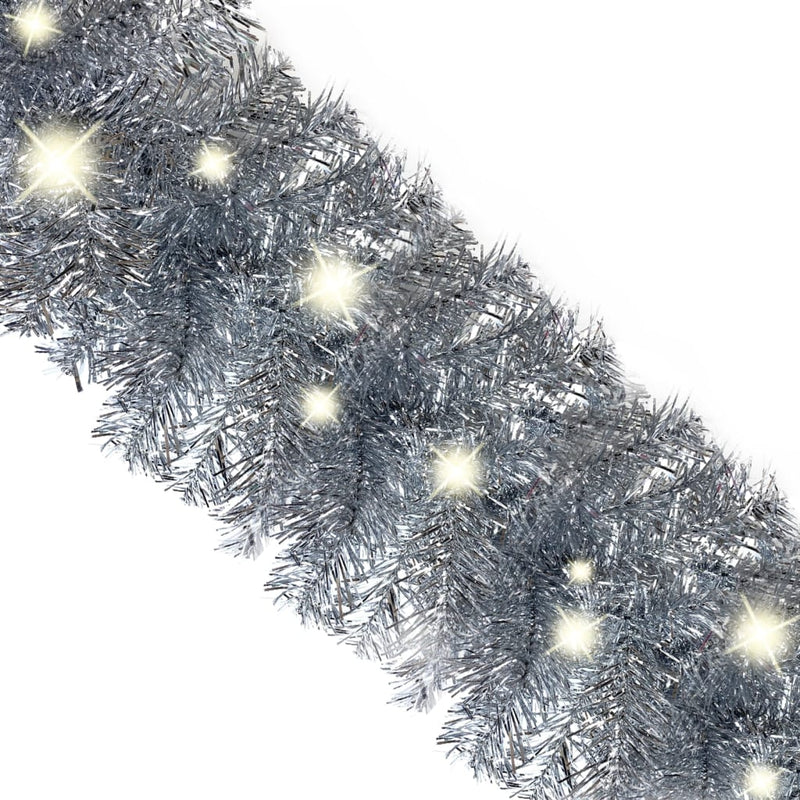 Christmas Garland with LED Lights 393.7" Silver