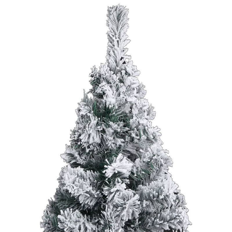 Slim Artificial Christmas Tree with Flocked Snow Green 47.2" PVC