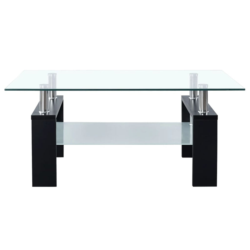 Coffee Table Black and Transparent 37.4"x21.7"x15.7" Tempered Glass