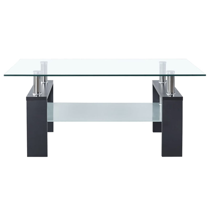 Coffee Table Gray and Transparent 37.4"x21.7"x15.7" Tempered Glass