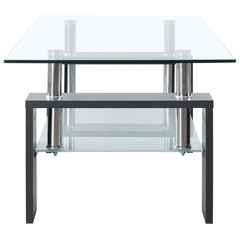 Coffee Table Gray and Transparent 37.4"x21.7"x15.7" Tempered Glass