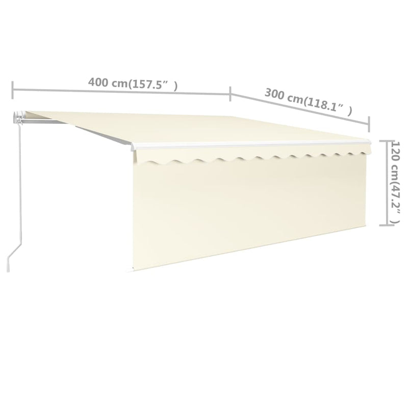 Manual Retractable Awning with Blind 157.5"x118.1" Cream