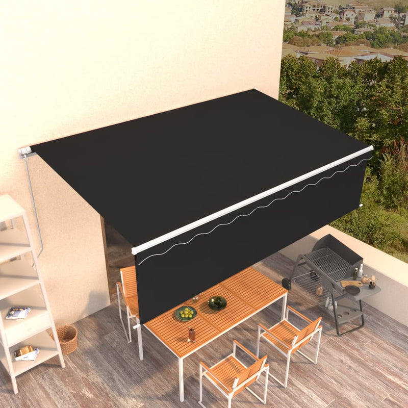 Manual Retractable Awning with Blind 196.9"x118.1" Anthracite