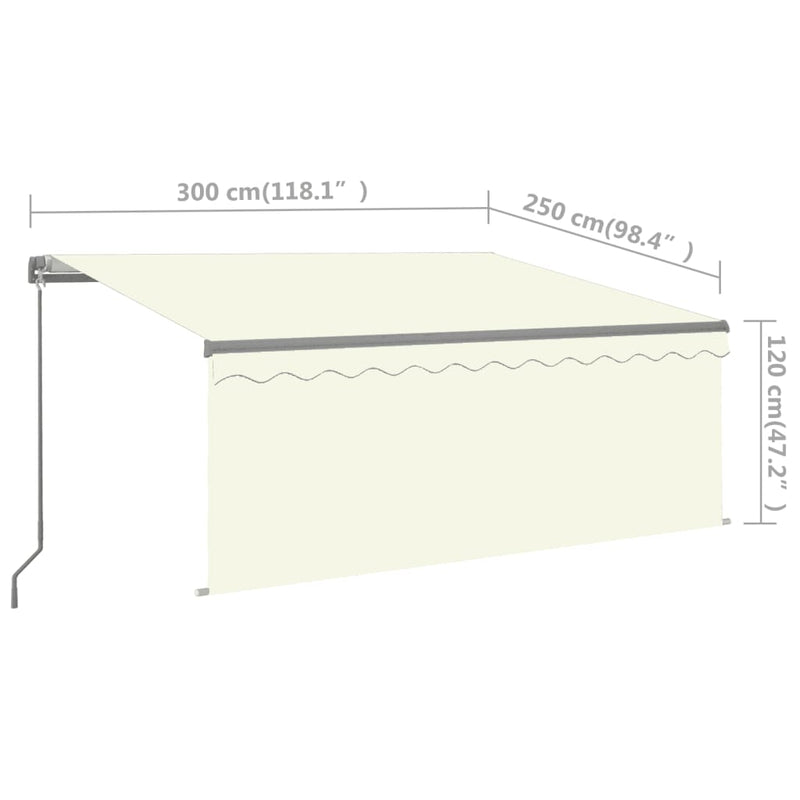 Manual Retractable Awning with Blind 118.1"x98.4" Cream