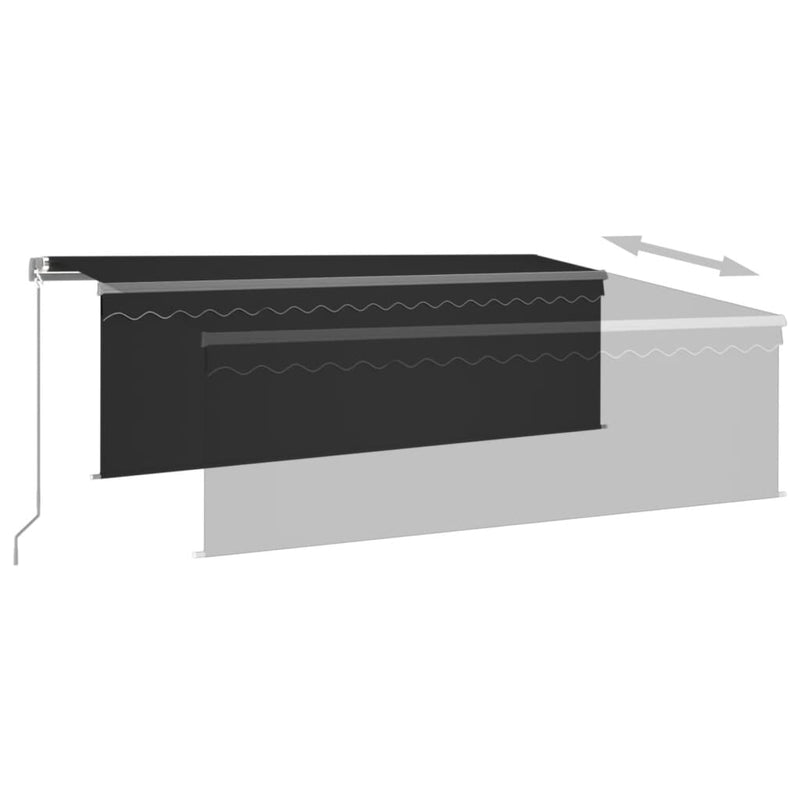 Manual Retractable Awning with Blind&LED 157.5"x118.1" Anthracite