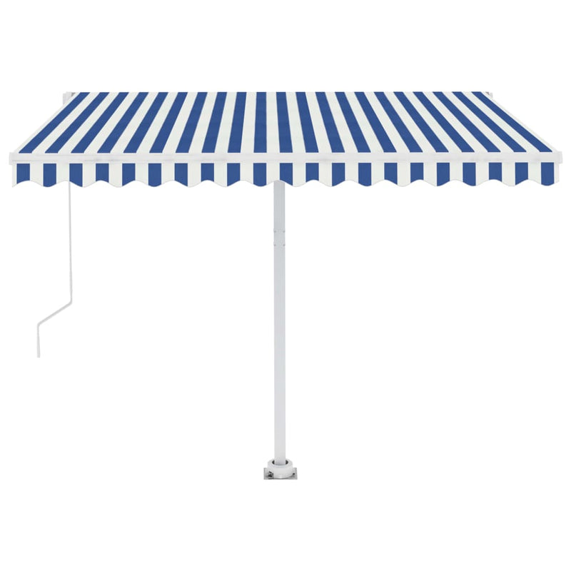 Freestanding Manual Retractable Awning 118.1"x98.4" Blue/White