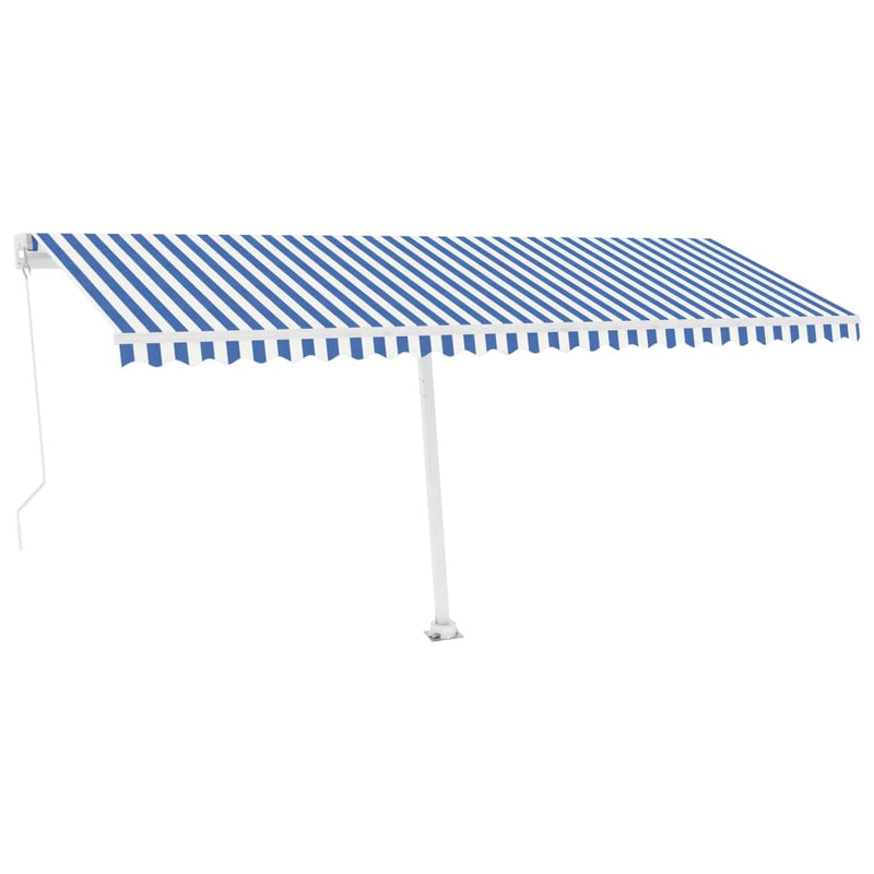 Freestanding Manual Retractable Awning 196.9"x118.1" Blue/White