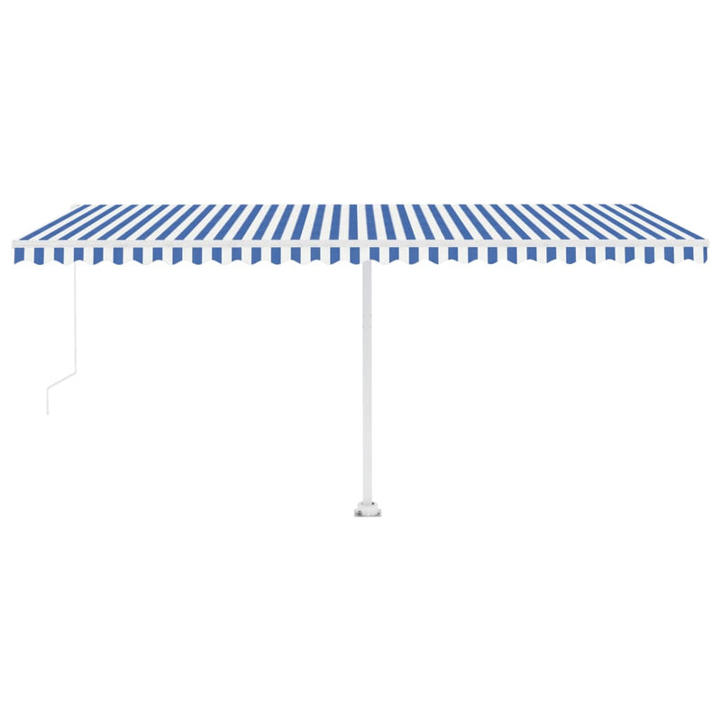 Freestanding Manual Retractable Awning 196.9"x118.1" Blue/White