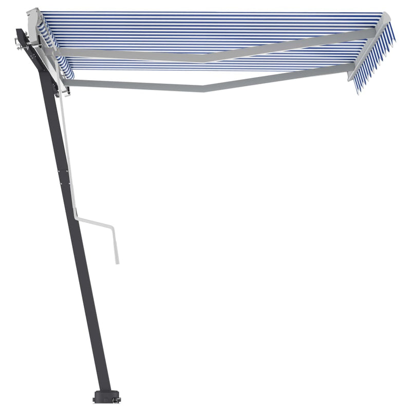 Freestanding Manual Retractable Awning 118.1"x98.4" Blue/White