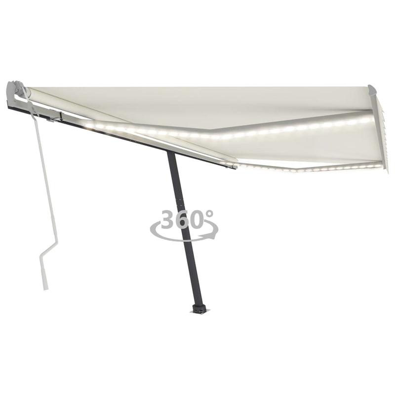 Manual Retractable Awning with LED 157.5"x118.1" Cream