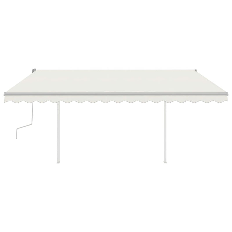 Manual Retractable Awning with Posts 157.5"x118.1" Cream