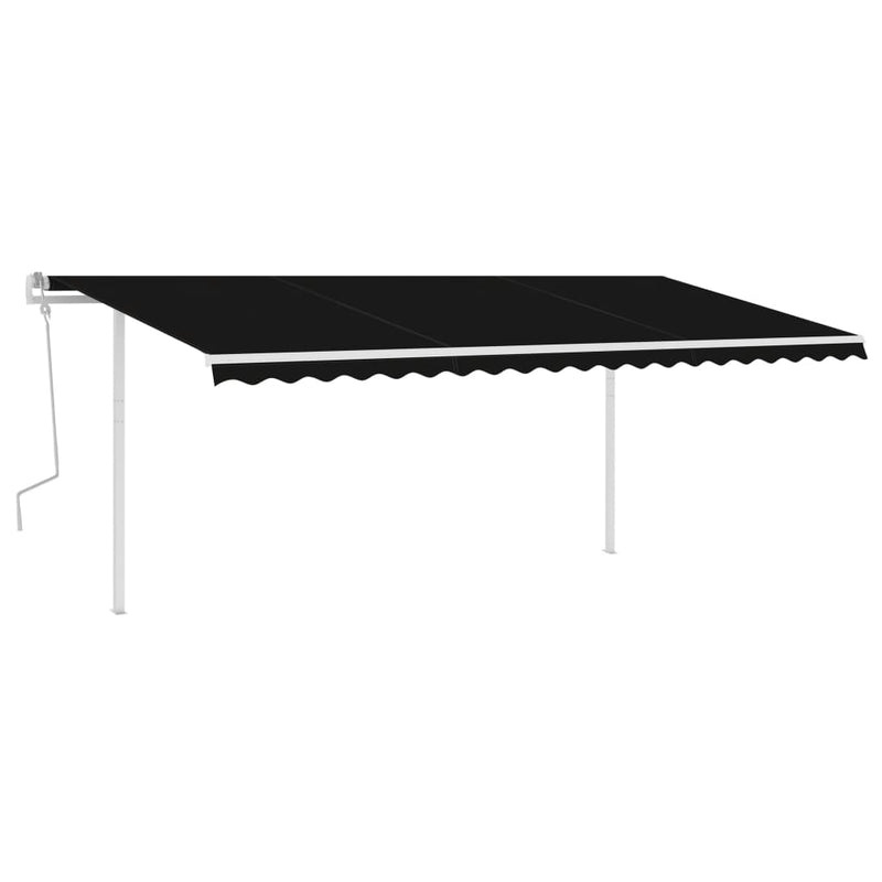 Manual Retractable Awning with Posts 196.9"x118.1" Anthracite