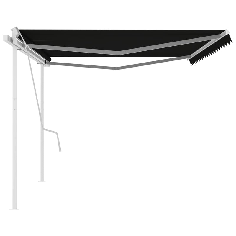 Manual Retractable Awning with Posts 196.9"x118.1" Anthracite